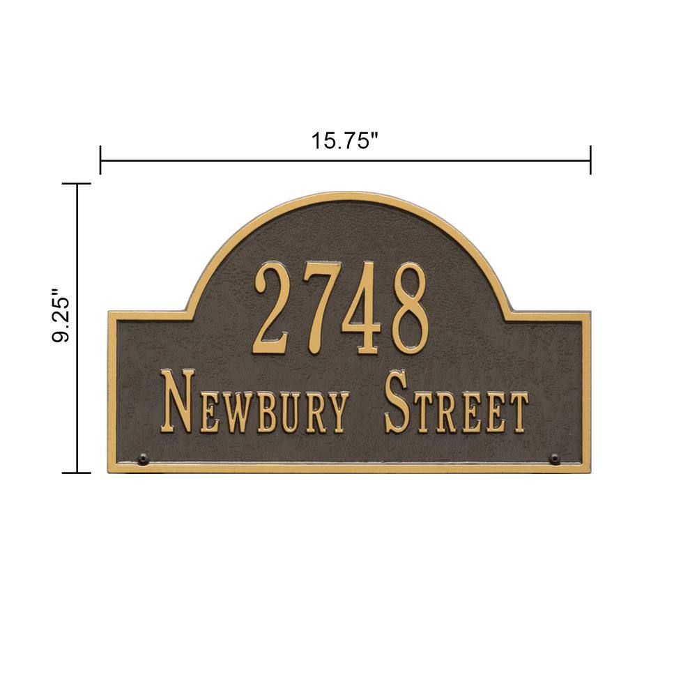 Whitehall Products Arch Marker Standard Bronze/Gold Lawn 2-Line Address Plaque