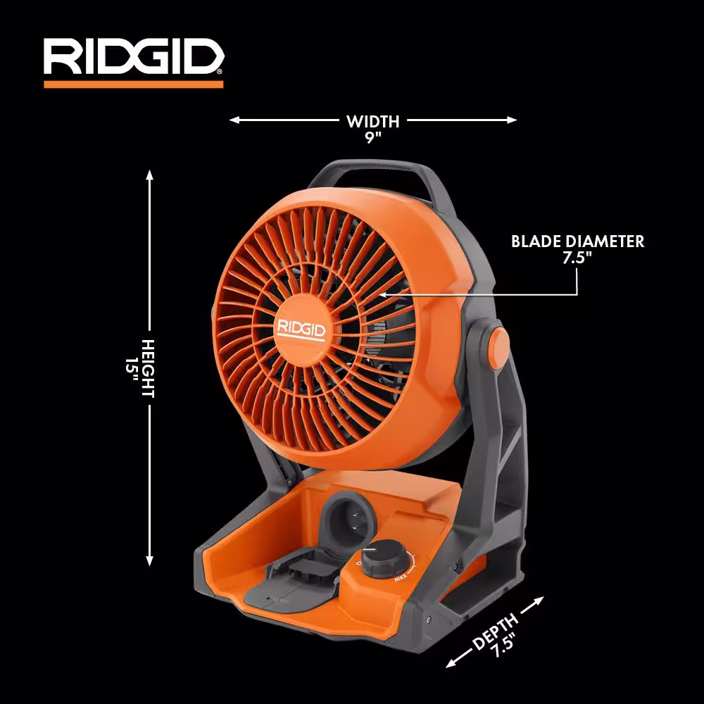 RIDGID 18V Cordless 3-Tool Combo Kit with AC Inverter, Fan, LED Light, and 4.0 and 2.0 Ah Batteries