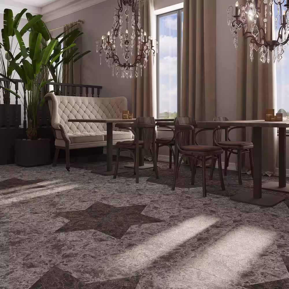 Lucida Surfaces MosaiCore Smoke Stone 28 MIL x 9.75 in. W x 17 in. L Glue Down Waterproof Vinyl Tile Flooring (15.2 sqft/case)