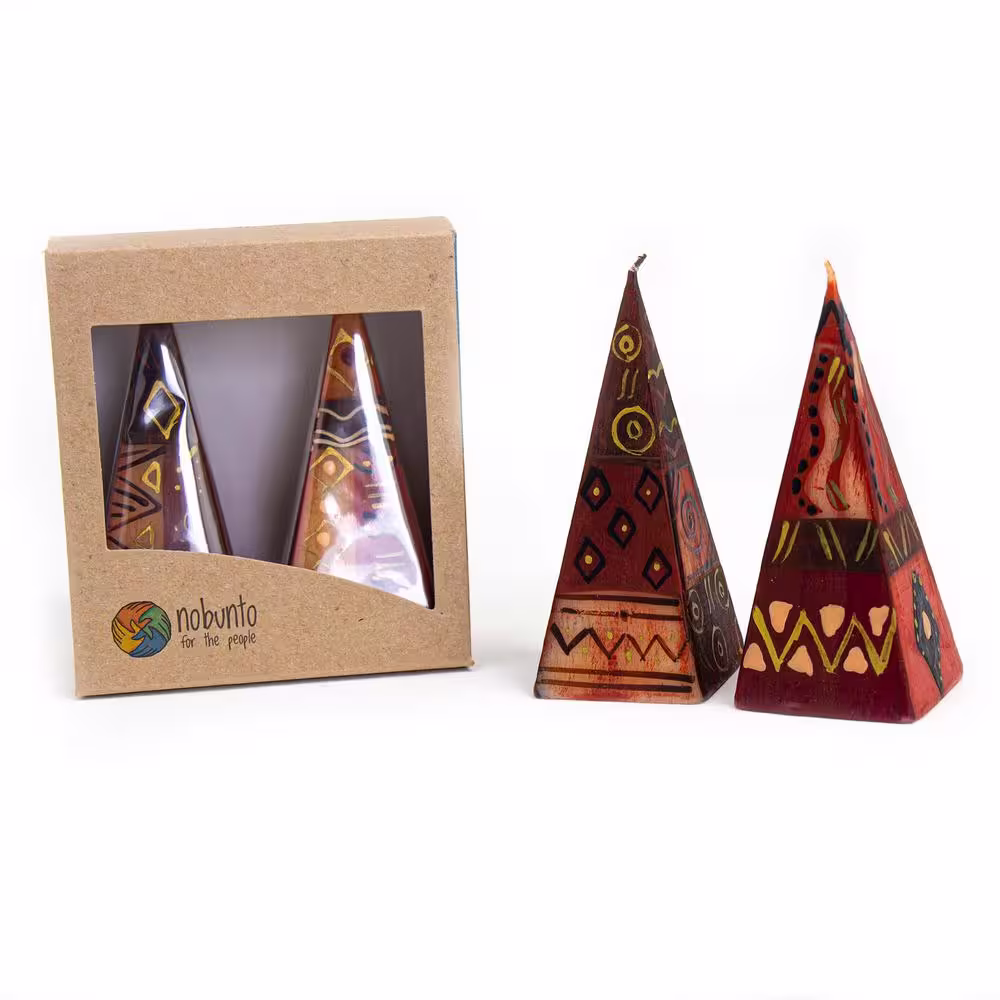 None Bongazi Design Boxed Pyramid Candles (Set of 2)
