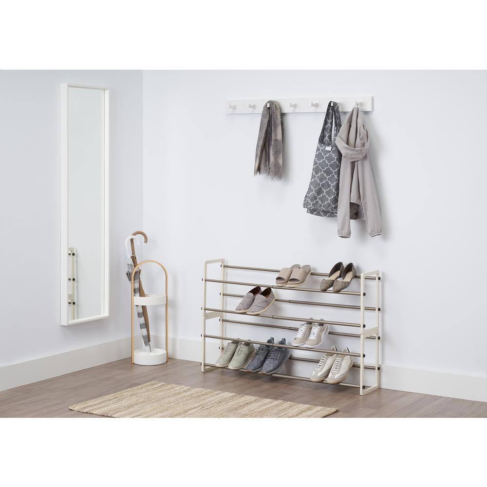 TRINITY 28 H 20-Pair 4-Tier White Wood Shoe Rack