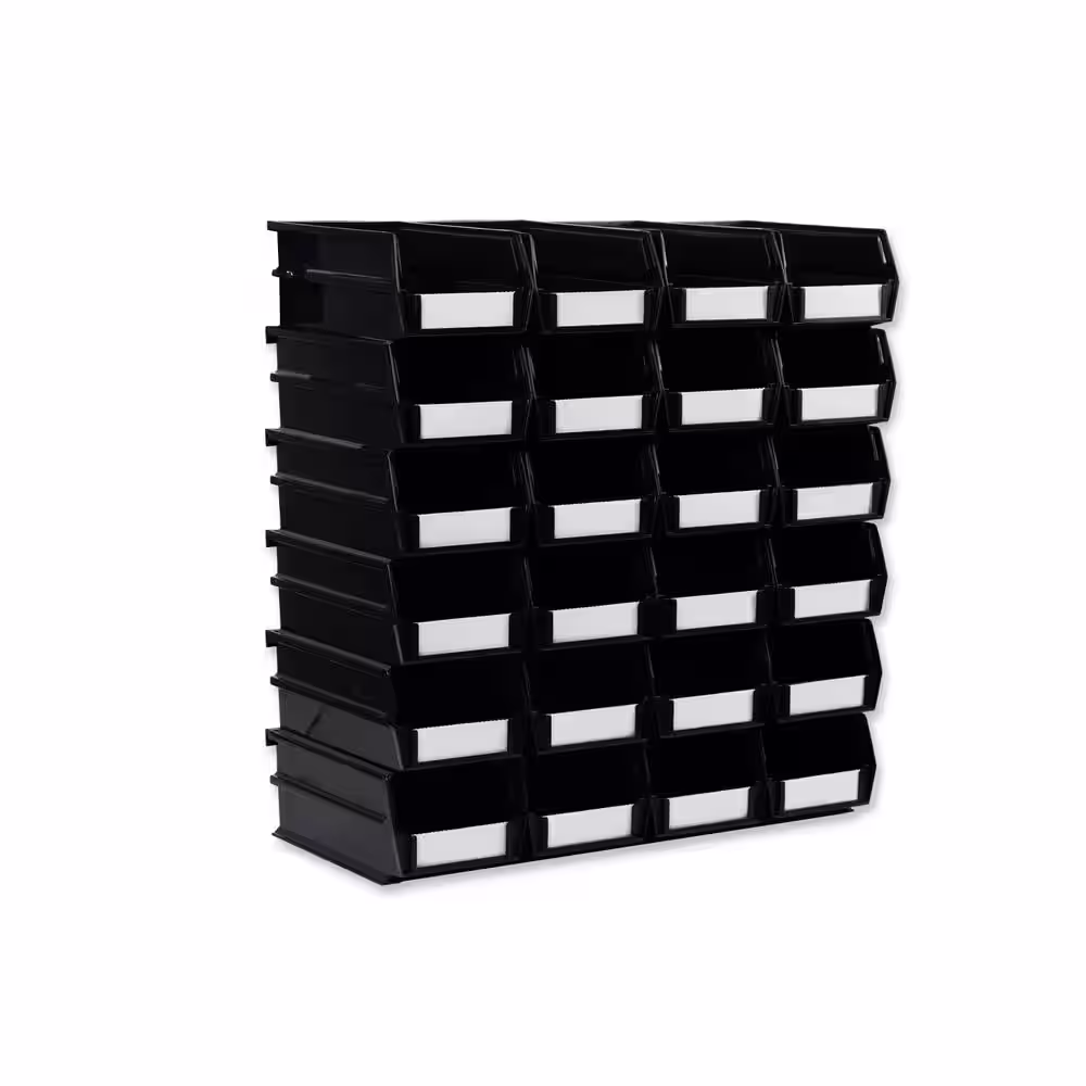 Triton Products LocBin 0.3-Gal. Stacking, Hanging, Interlocking Polypropylene Storage Bin in Black (24-Pack)