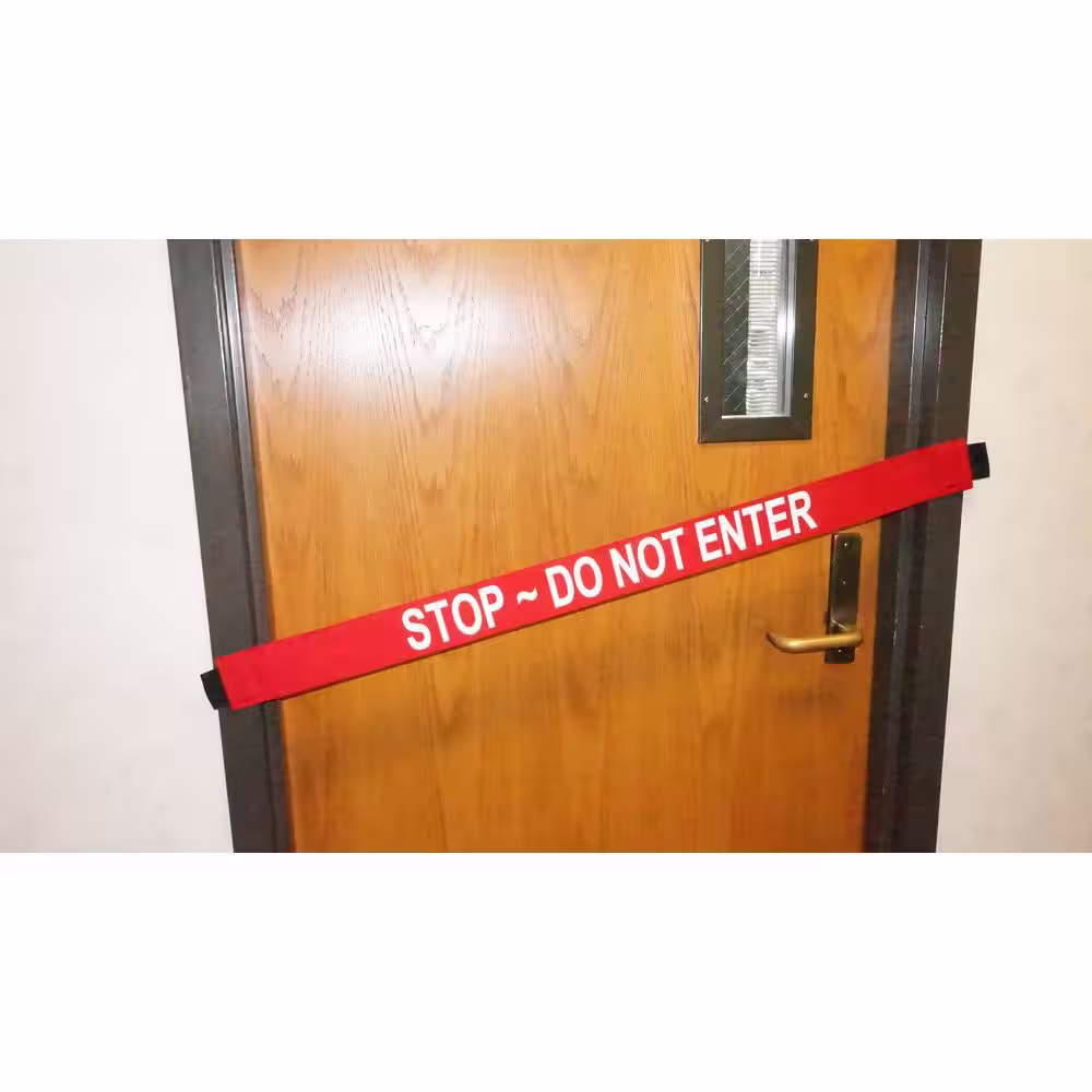 Magnetic Door Barrier Nylon Stop Do Not Enter Safety Banner with Magnetic Ends. Fits up to a 51 in. Extra-Wide Doorway