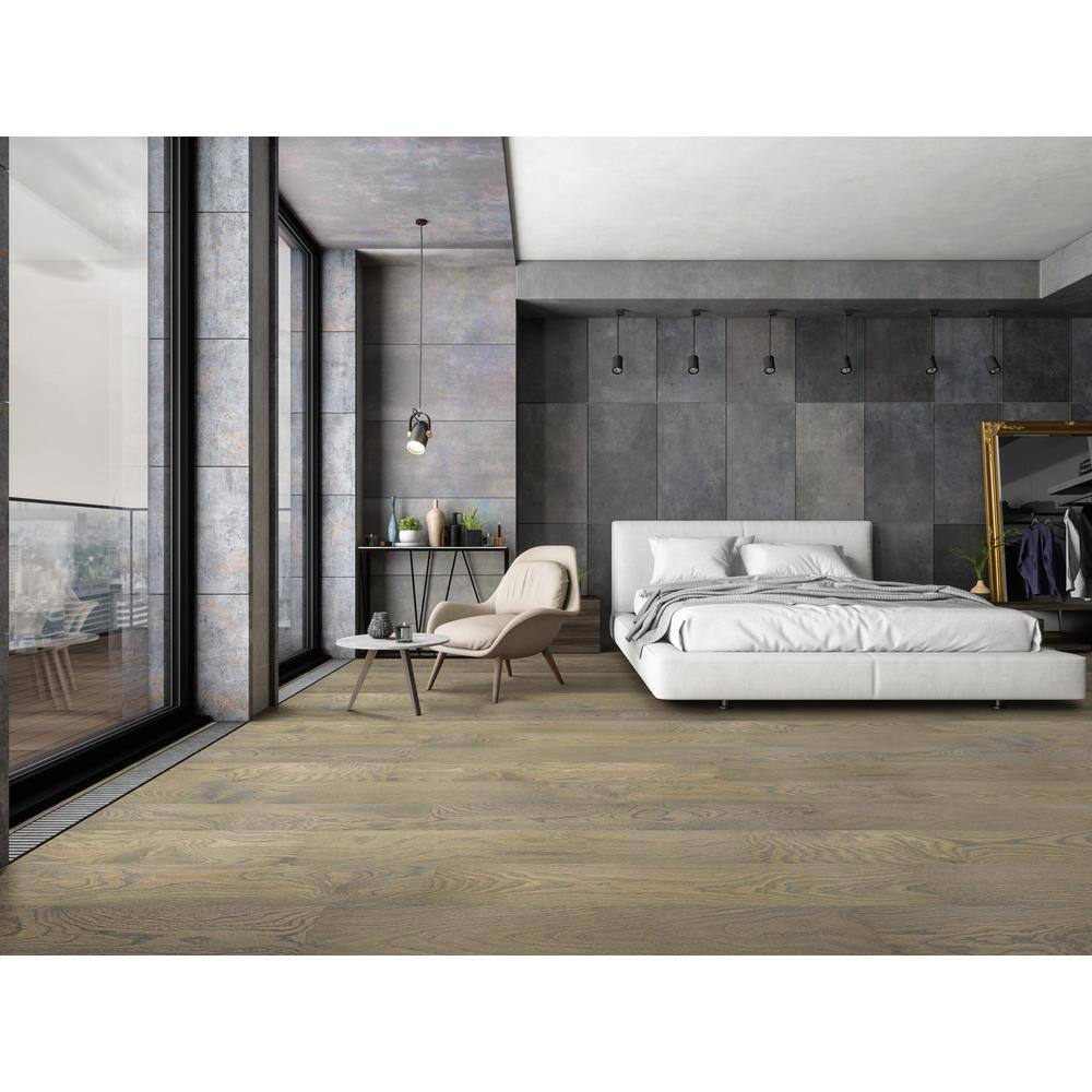 A&A Surfaces Woodridge Willrow Oak in. T x 6.5 in. W Waterproof Wire Brushed Engineered Hardwood Flooring (21.7 sqft/case)