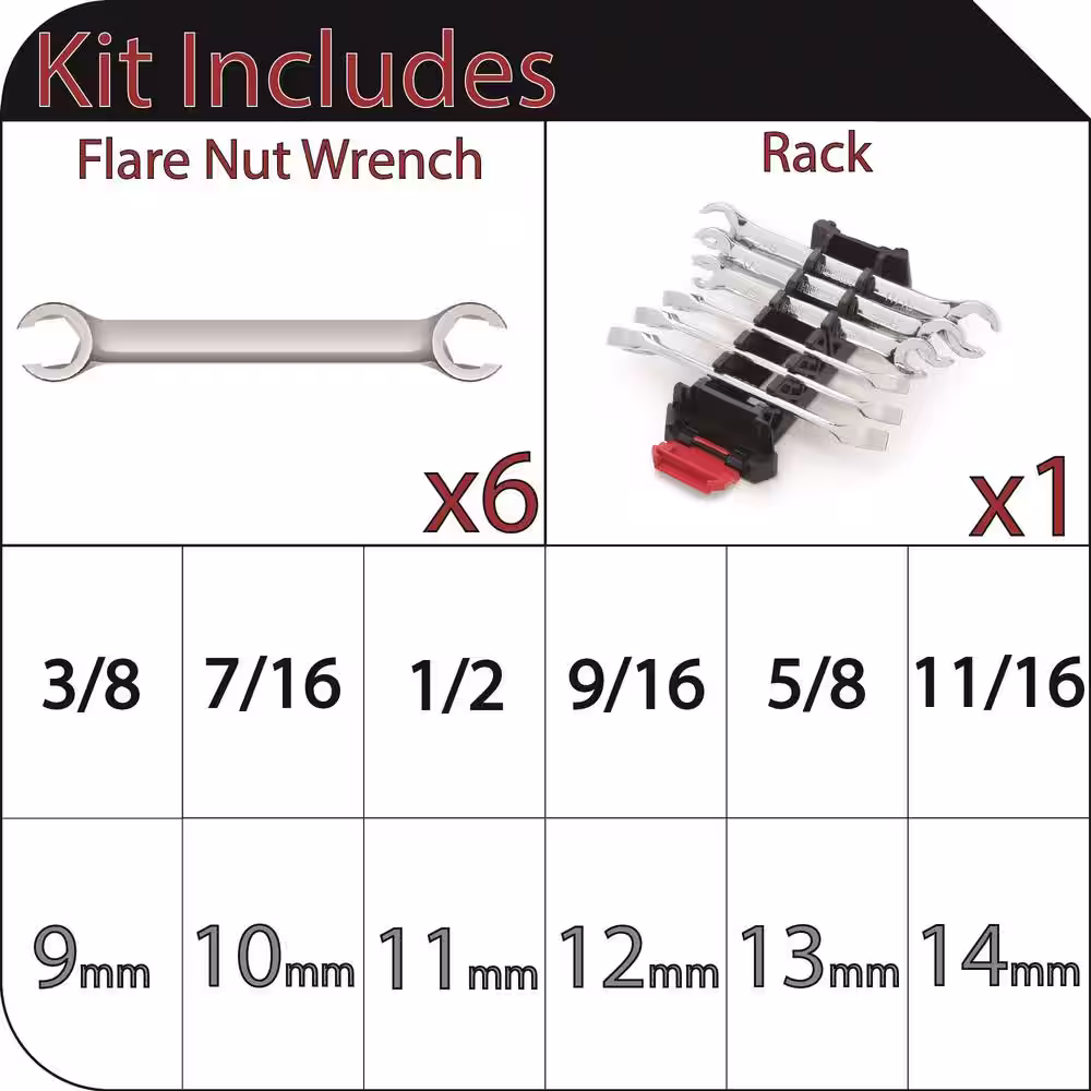 Husky SAE & MM Flare Nut Wrench Set (6-Piece)