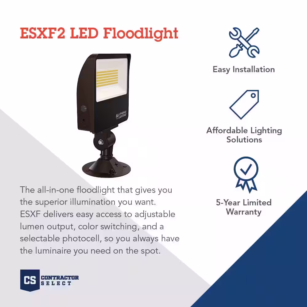 None Contractor Select ESXF2 Bronze Outdoor Integrated LED Flood Light with Switchable Lumens and CCT