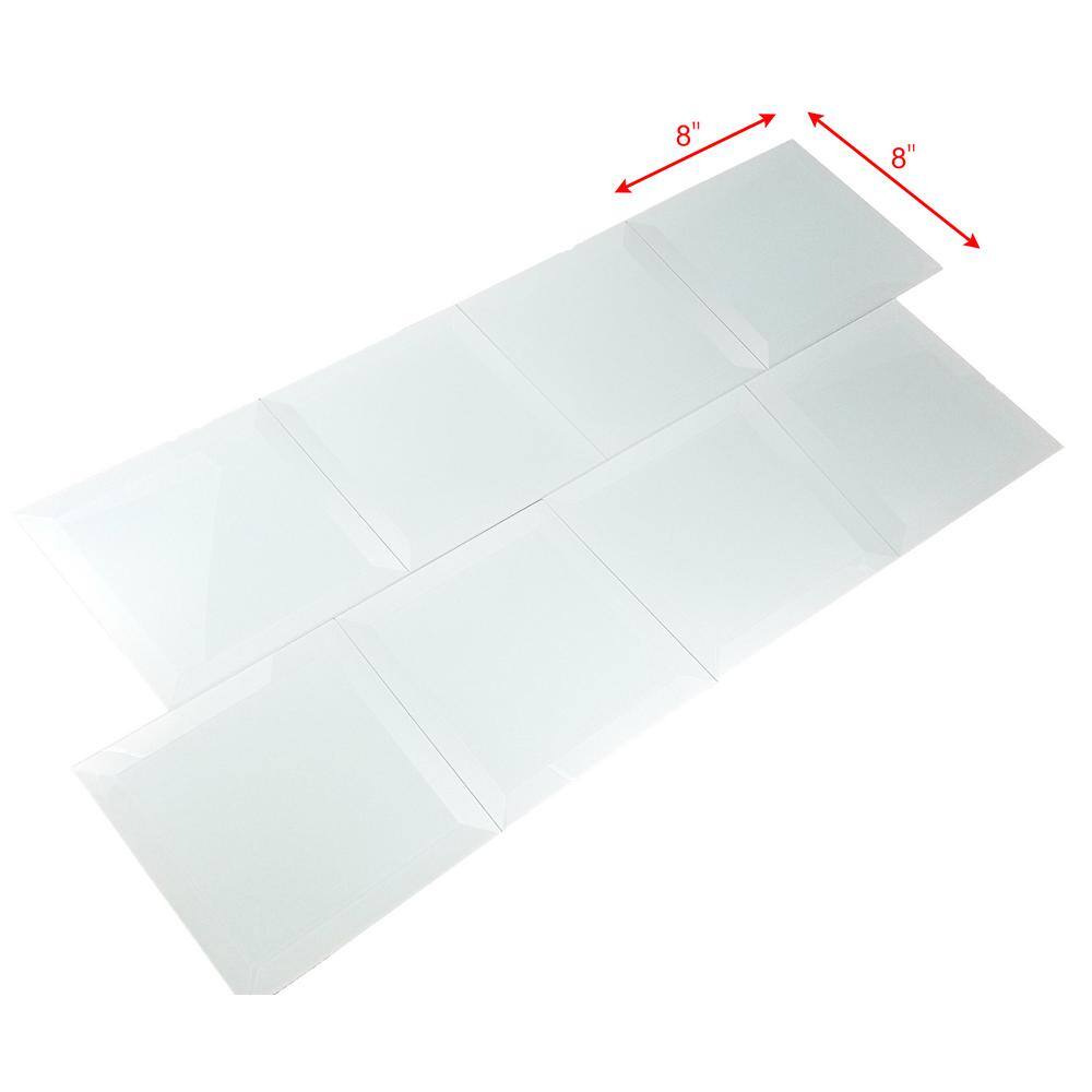 ABOLOS Frosted Elegance Glossy Green Blue Beveled Square 8 in. x 8 in. Glass Wall Tile (2.66 sq. ft./Case)