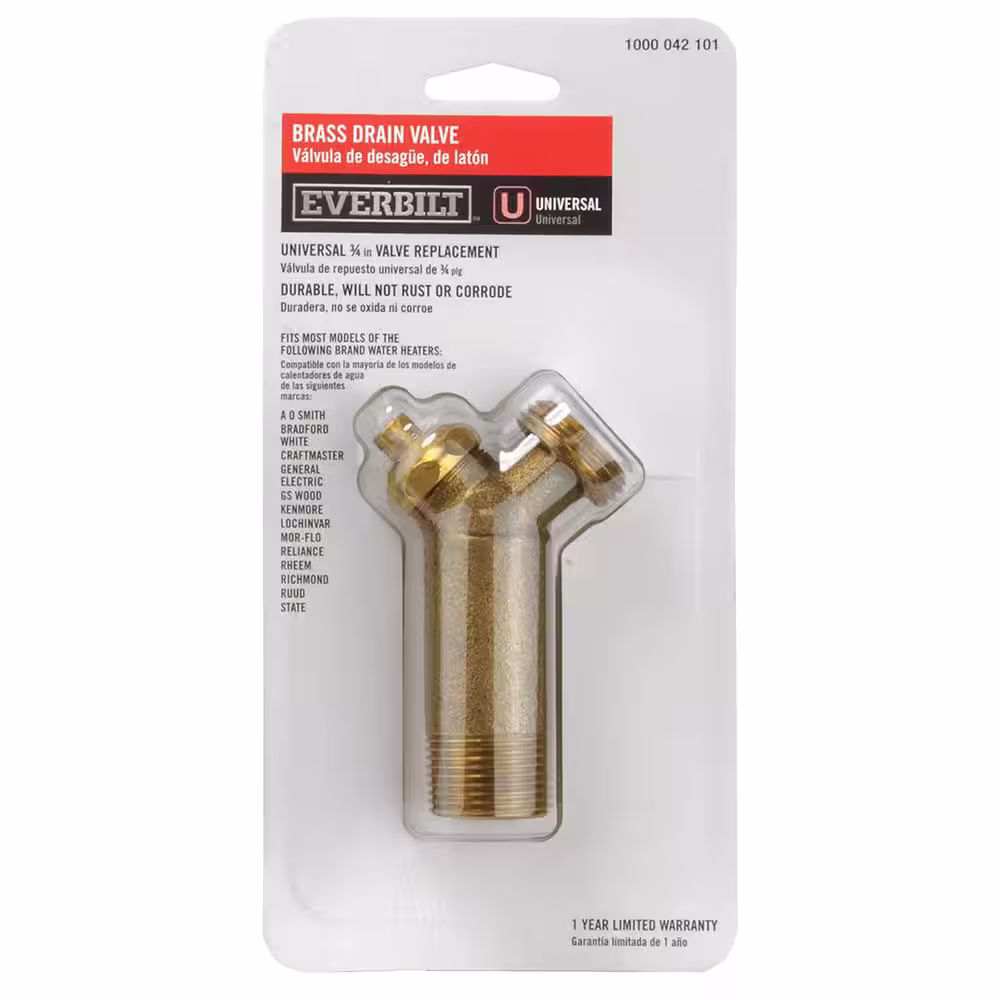 Everbilt Brass Drain Valve for Tank Type Water Heaters