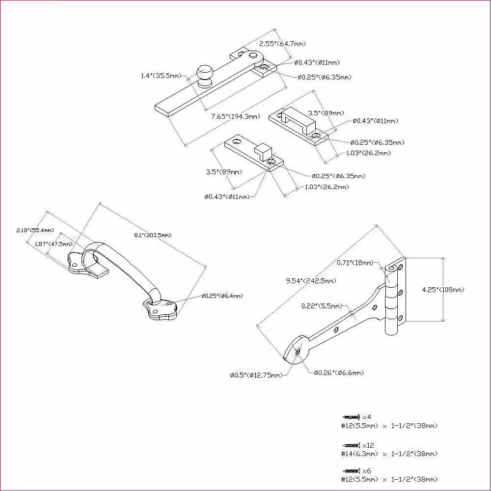 Everbilt 7.5 in. Antique Brass Drop Bar Latch Gate Set with 8 in. Tee Hinge and 8 in. Door Pull