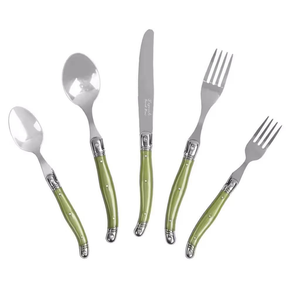 None French Home 20-Piece Stainless-Steel Laguiole Flatware Set, Service-4, Spring Green