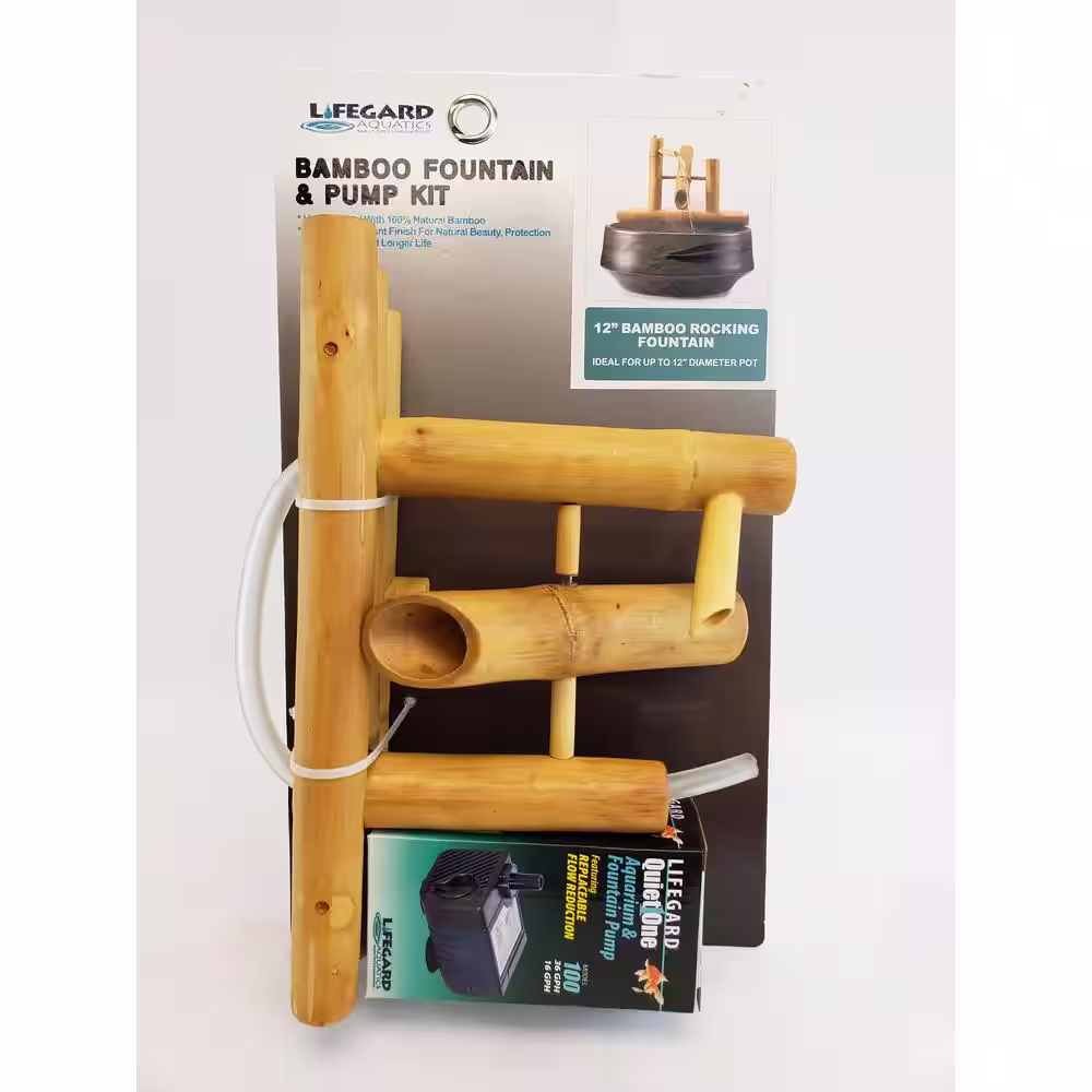 Lifegard Aquatics 18 in. Bamboo Rocking Fountain-Complete with Pump and tubing