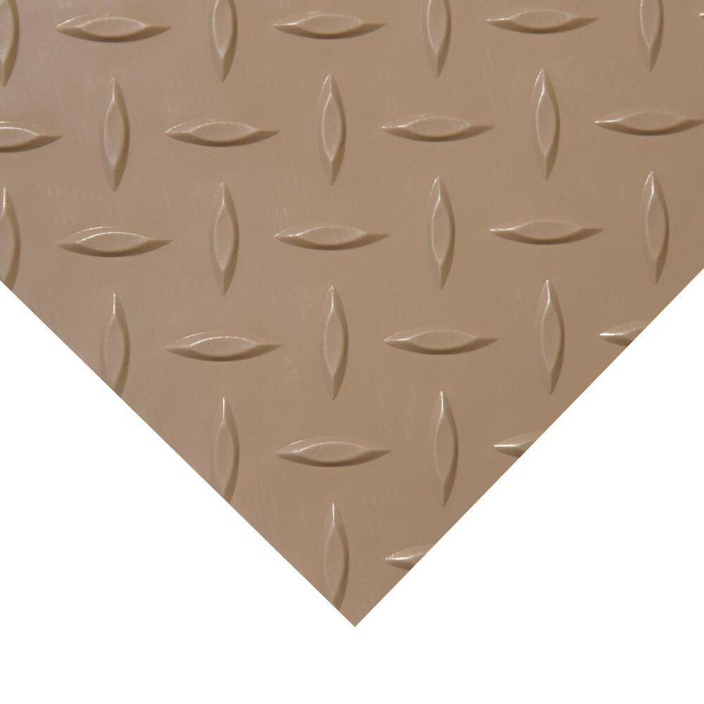 Rubber-Cal Diamond-Plate Metallic 4 ft. x 5 ft. Beige PVC Flooring (20 sq. ft.)