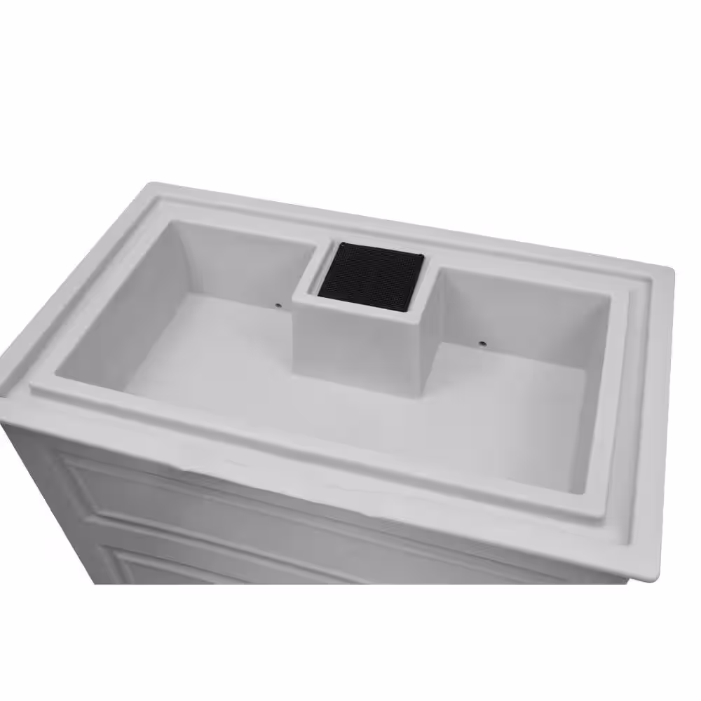 Good Ideas Savannah Elevated Garden 50 Gal. Cool Gray Rain Barrel