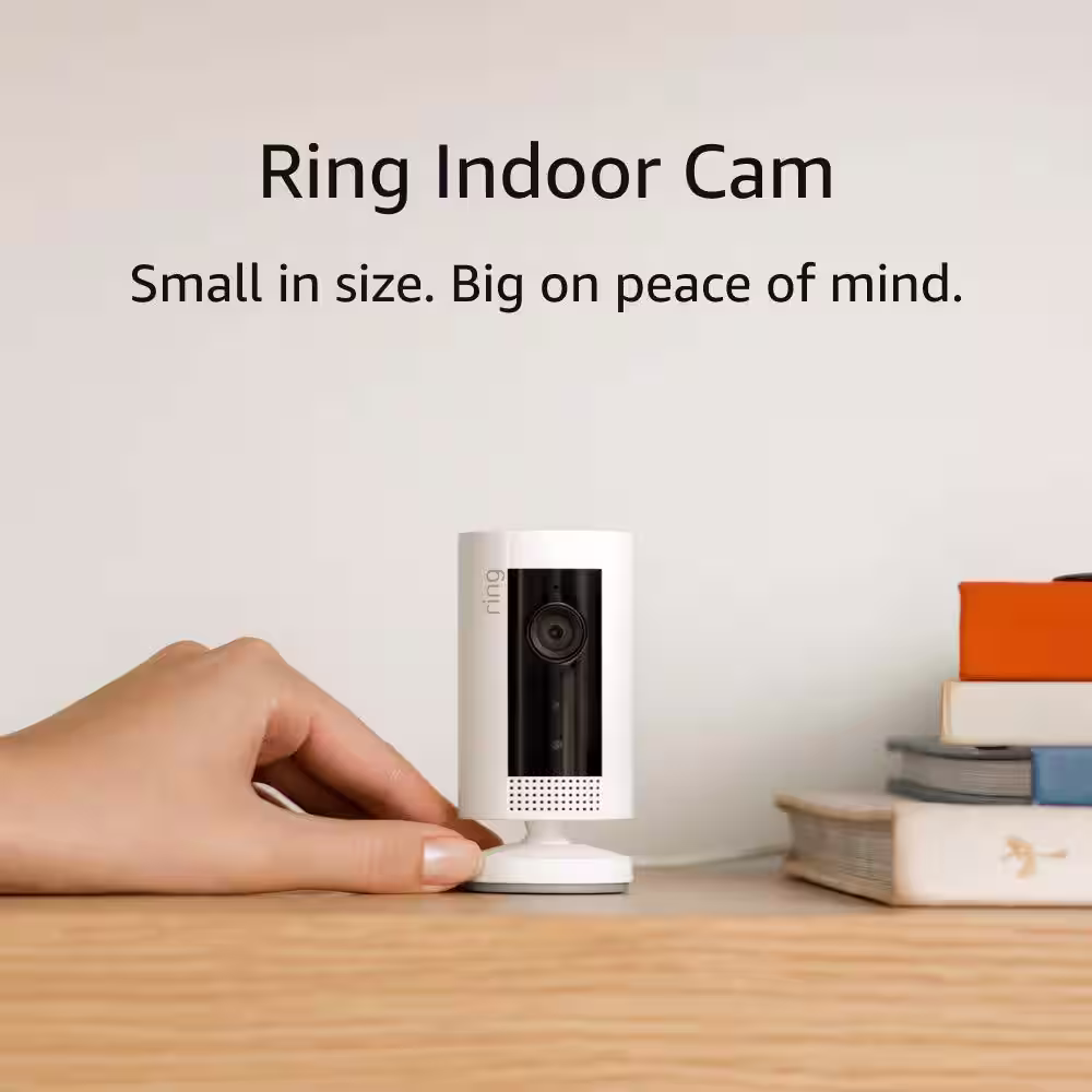Ring Indoor Cam - Compact Plug-In Smart Security Wifi Video Camera with 2-Way Talk, Night Vision, White, 2-Pack