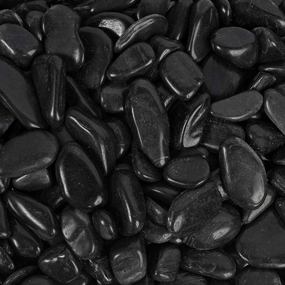 Rain Forest 0.5 in. to 1.5 in., 2200 lb., 27 cu. ft., Small Black Super Polished Pebbles Super Sack