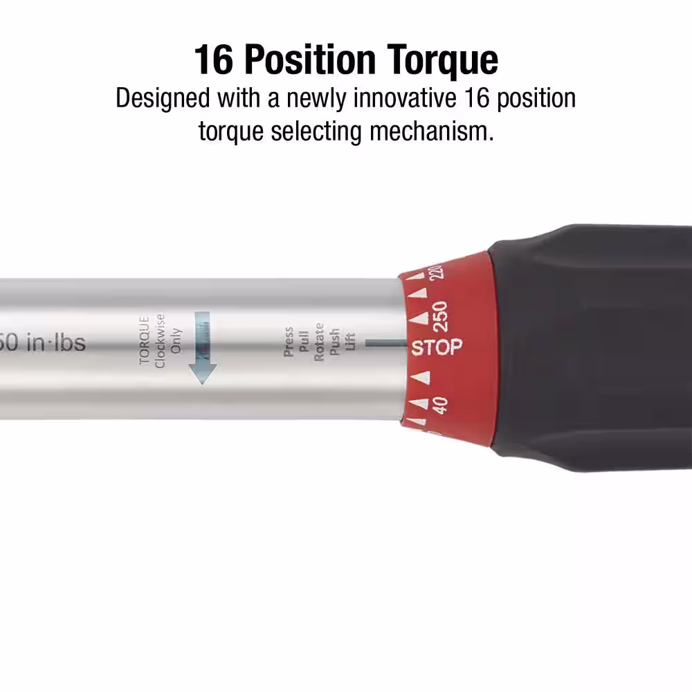 SUNEX TOOLS 1/4 in. Drive 25 in./lbs. to 250 in./lbs. Indexing Torque Wrench