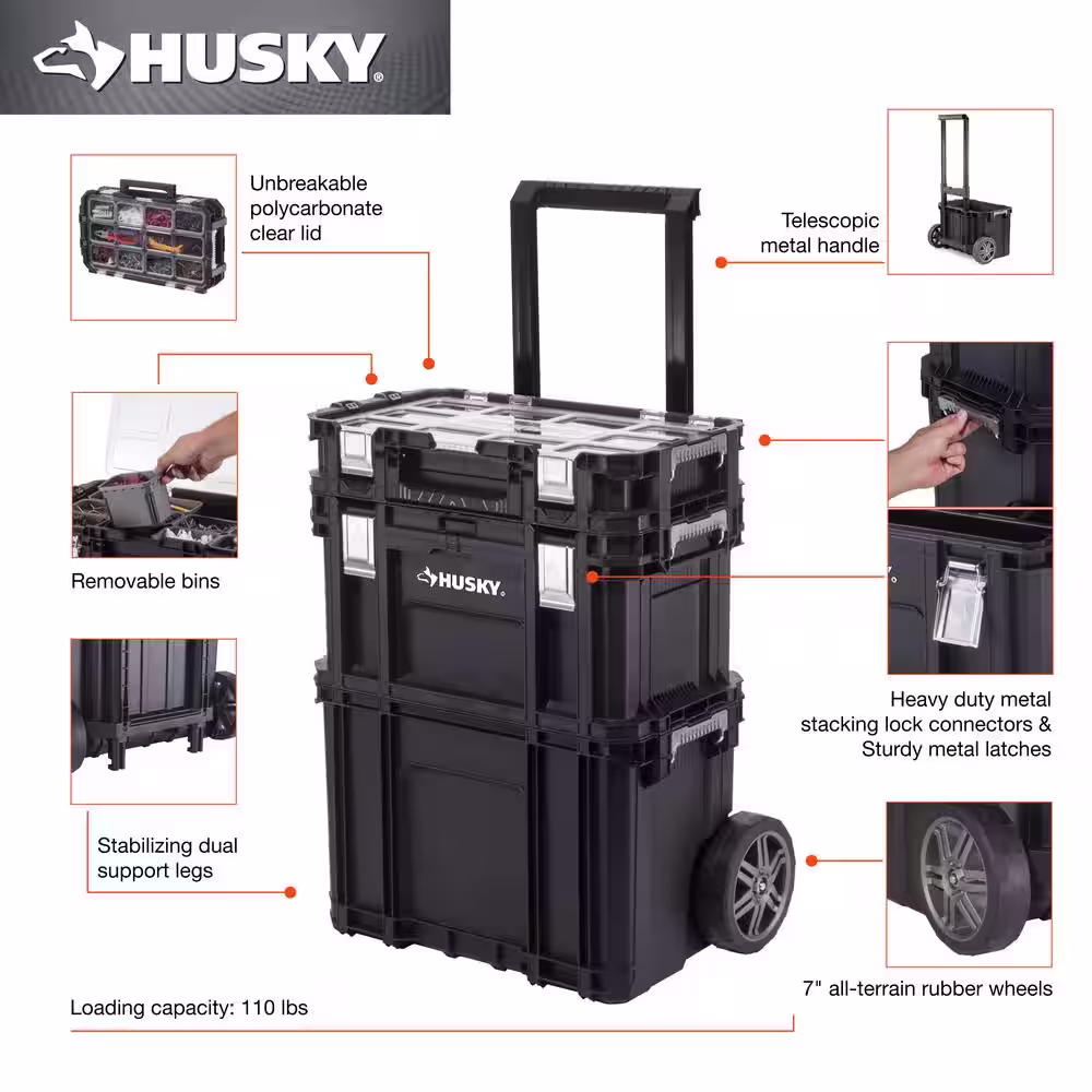 Husky 22 in. Connect Rolling System and 22 in. Connect Canti Organizer
