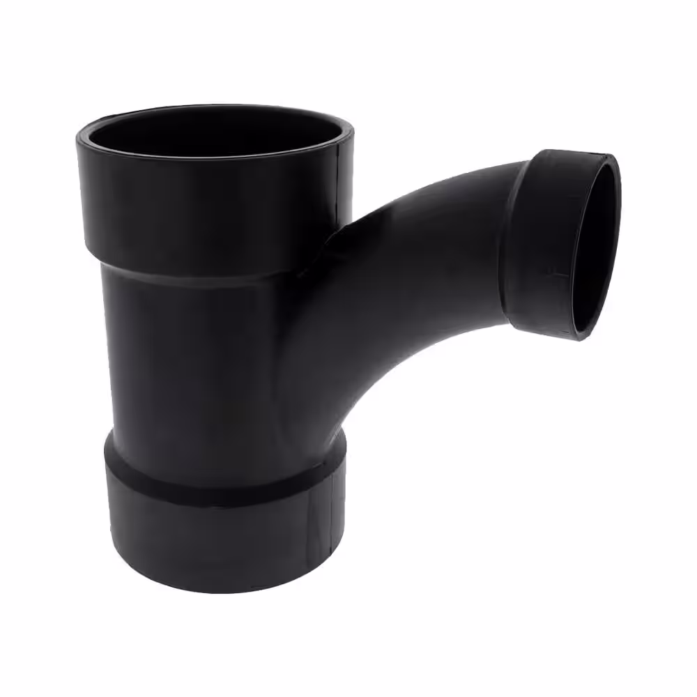 VPC 4 in. x 4 in. x 2 in. ABS Plastic DWV All Hub Long-Radius Sanitary Tee Fitting