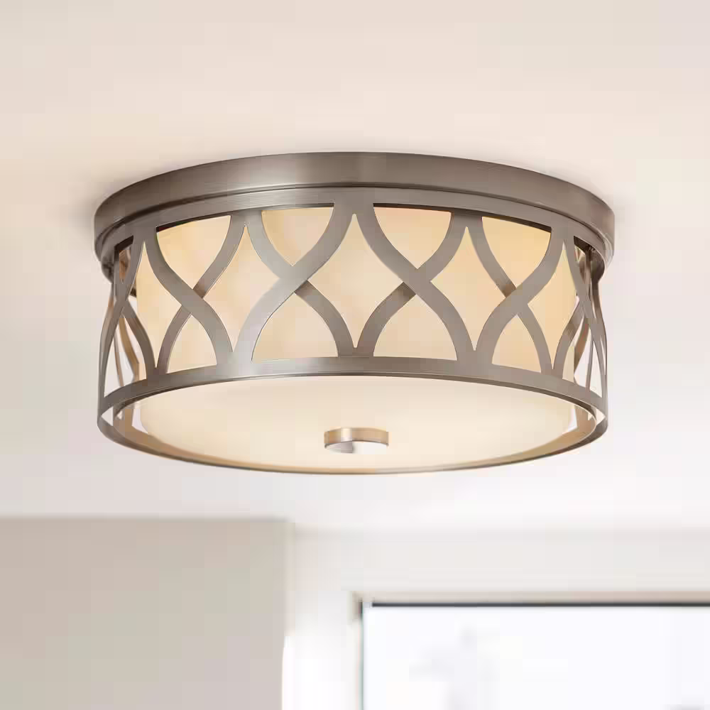 Hampton Bay Montrose 14 in. 3-Light Brushed Nickel Flush Mount