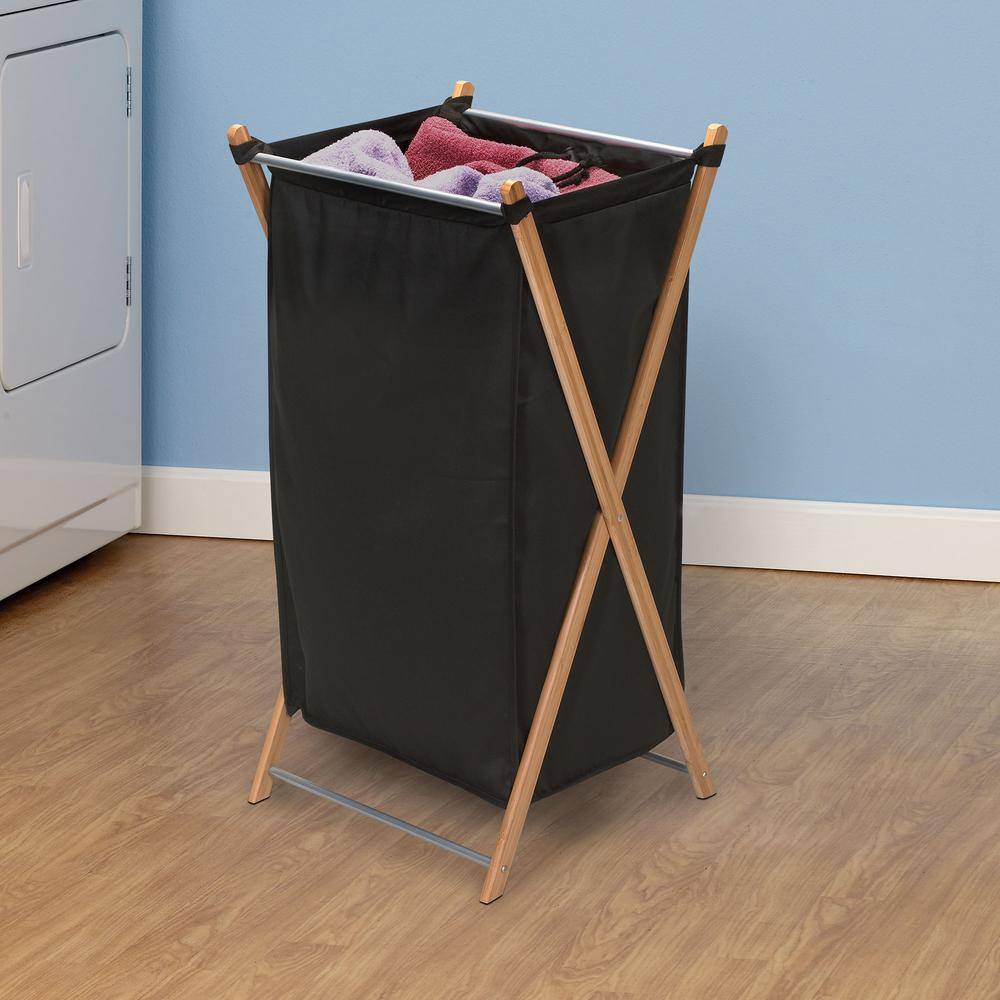 HOUSEHOLD ESSENTIALS Heavy Duty Bamboo X Frame Laundry Hamper