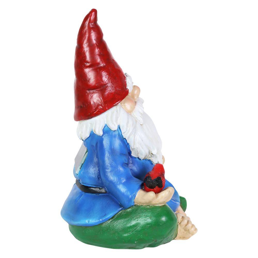 Exhart Solar Meditating Gnamaste Lotus Position with Birds Gnome Garden Statue