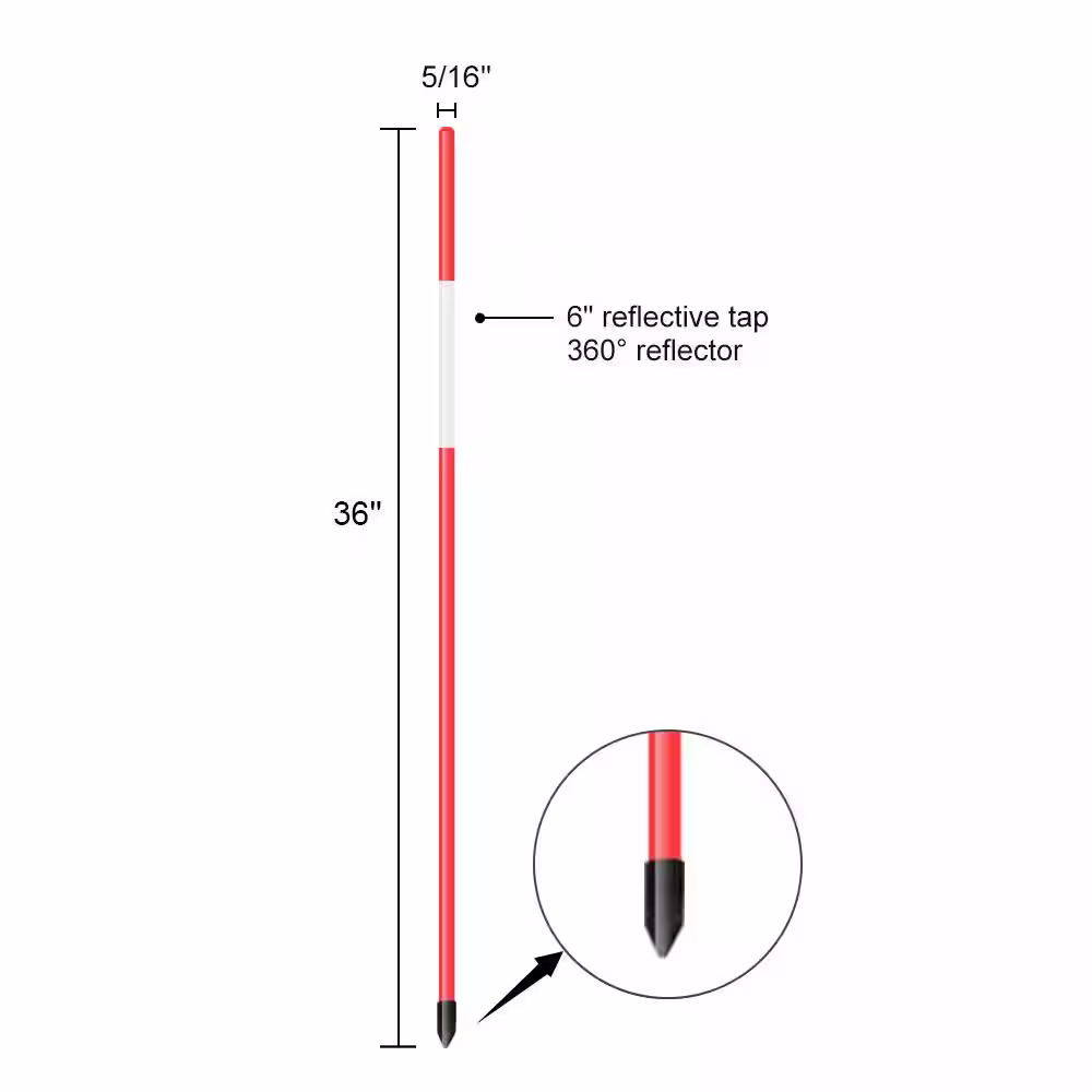 None 36 in. x 3/10 in. Red Plastic Hollow Snow Marker (20-Pack)