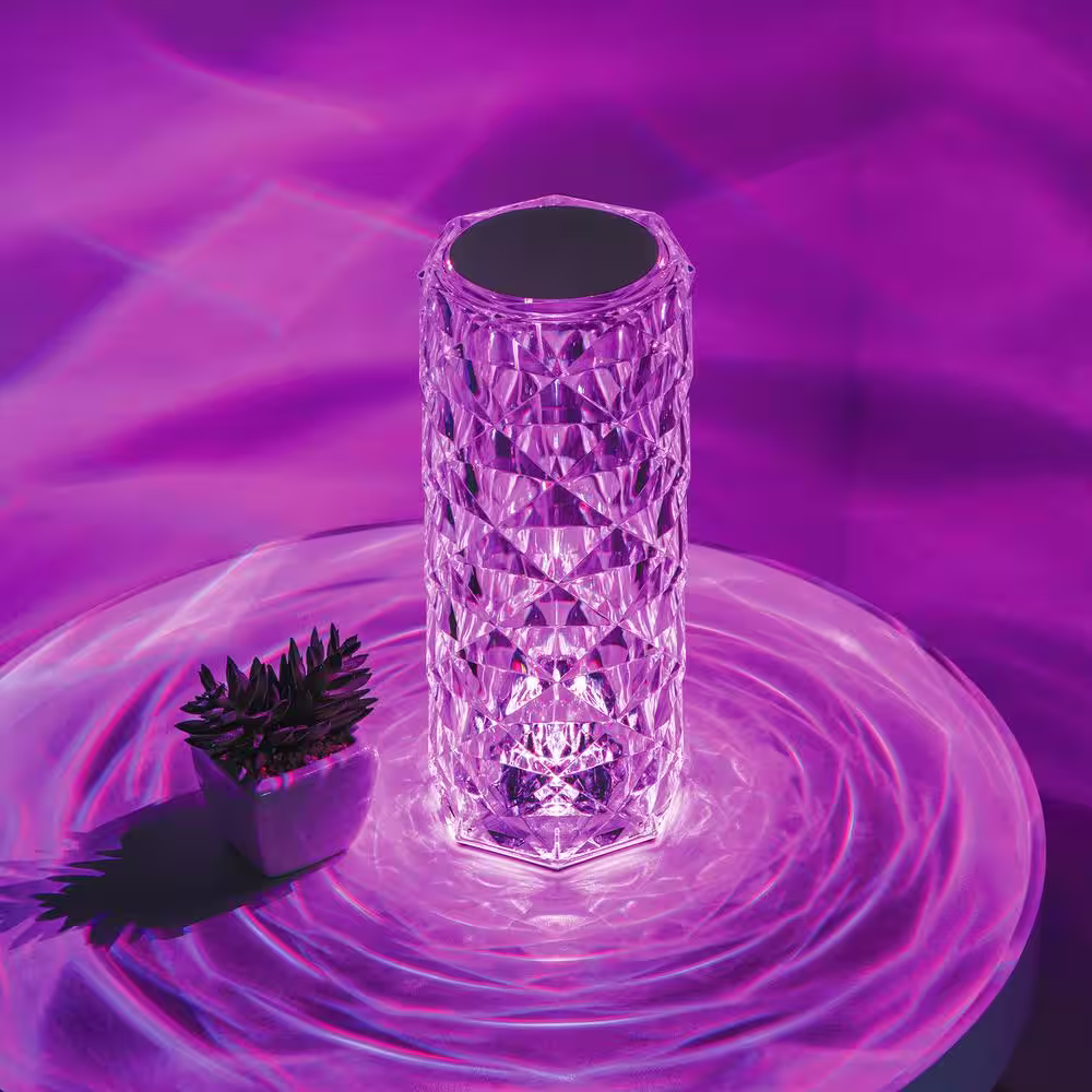 None 8.5 in. Crystal Indoor Touch Table Light Rose