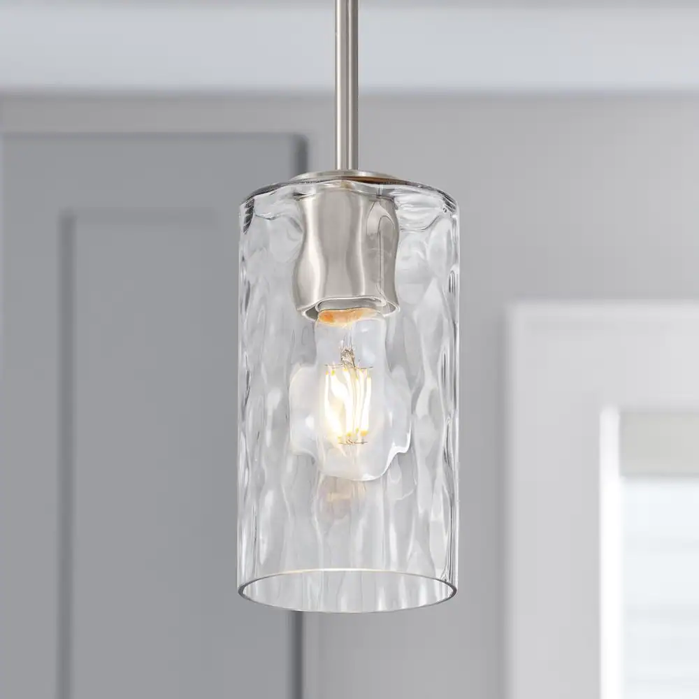 None 2-1/4 in. Fitter Clear Water Glass Cylinder Pendant Lamp Shade
