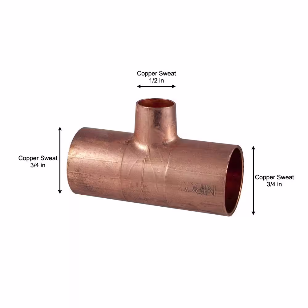 Everbilt 3/4 in. x 3/4 in. x 1/2 in. Copper Pressure All Cup Reducing Tee Fitting