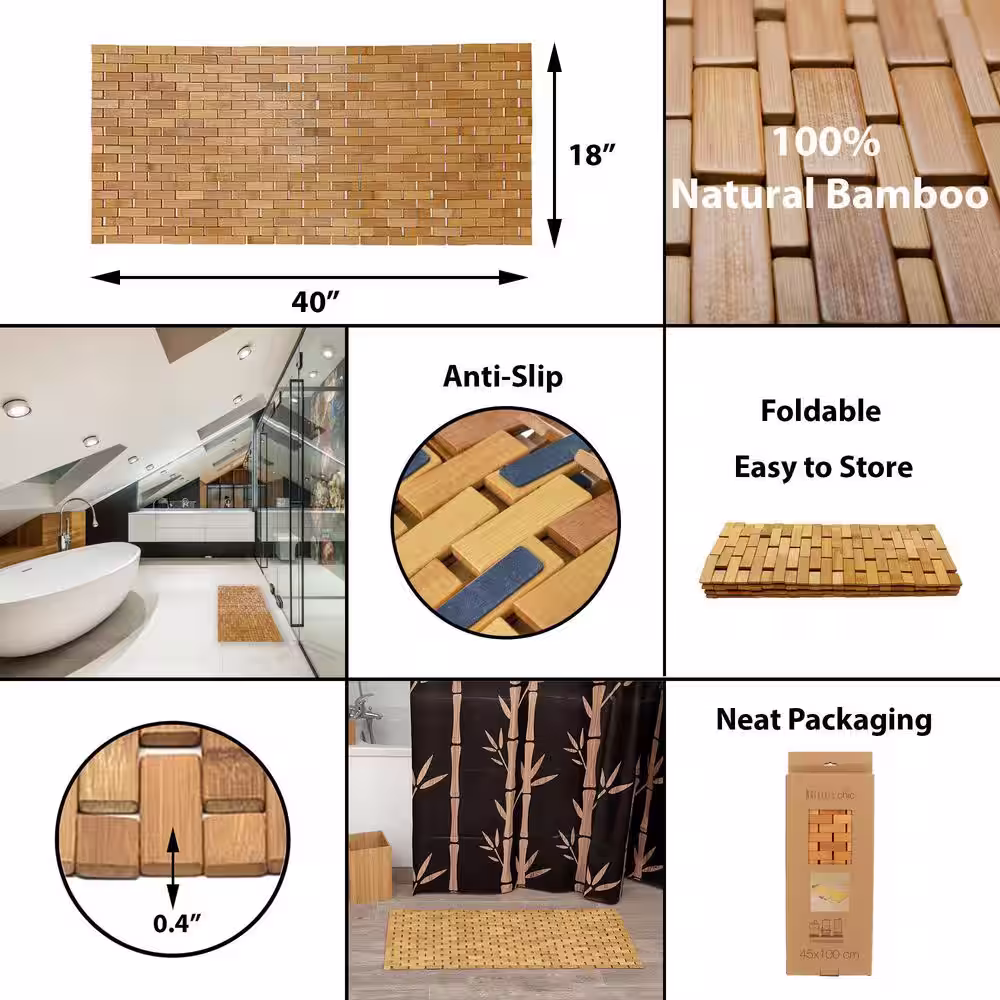 None Duckboard 18 in. x 40 in. Brown Bamboo Natural Rectangle Bath Rug