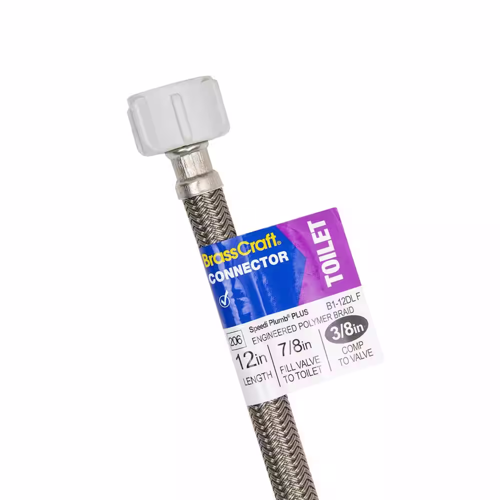 BrassCraft 3/8 in. Compression x 7/8 in. Ballcock Nut x 12 in. Braided Polymer Toilet Supply Line