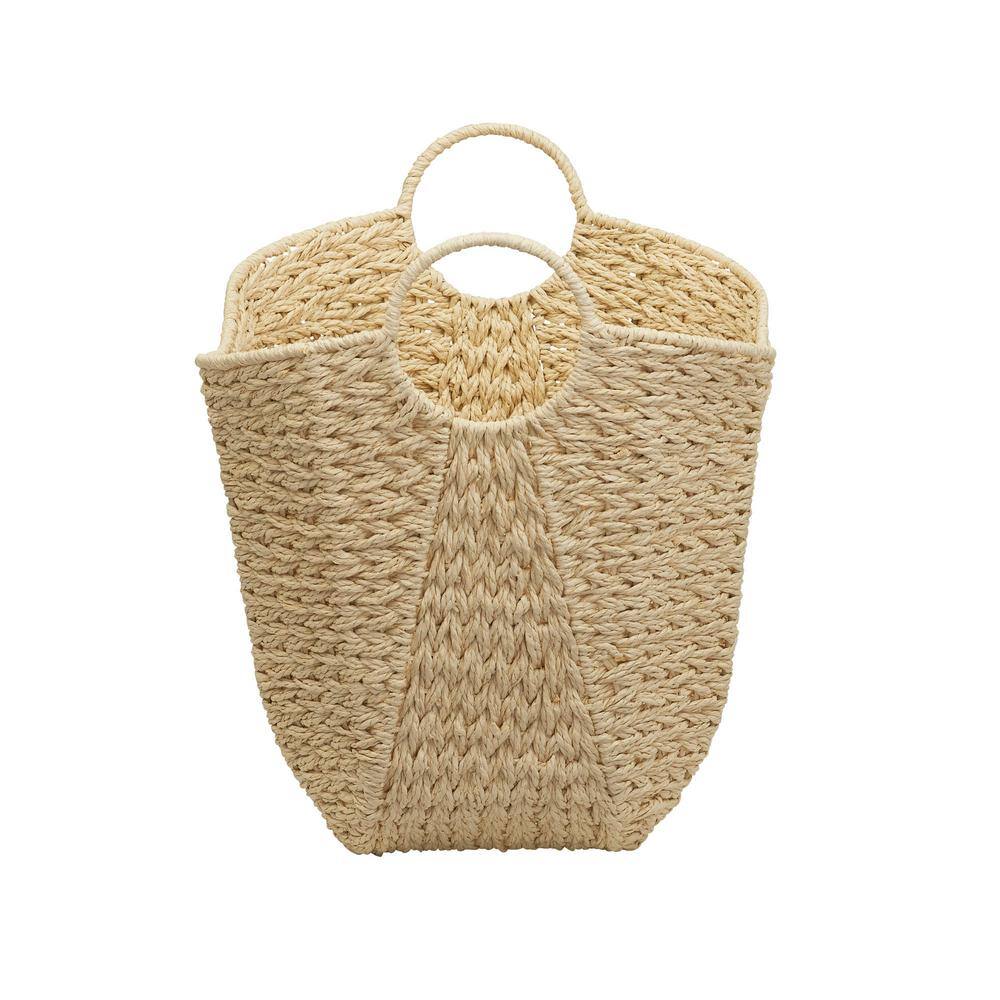 HOUSEHOLD ESSENTIALS Tall Scoop Wicker Basket in Cream