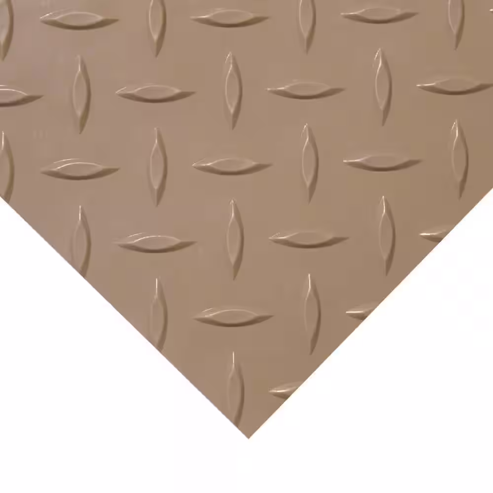 Rubber-Cal Diamond-Plate Metallic 4 ft. x 8 ft. Beige PVC Flooring (32 sq. ft.)