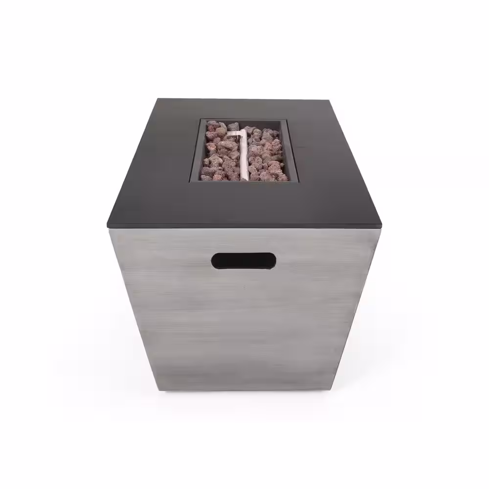 Noble House Warren Dark Gray and Black Rectangular Stone Fire Pit (No Tank Holder)