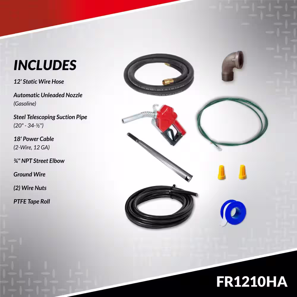 FILL-RITE 12-Volt 15 GPM 1/4 HP Fuel Transfer Pump (Auto Nozzle Package)