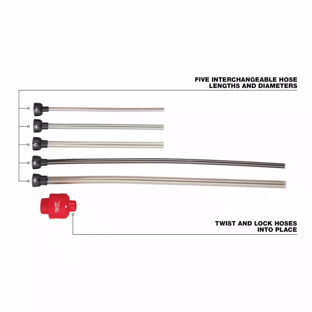 Milwaukee AIR-TIP 1-1/4 in. to 2-1/2 in. Flexible Hose Set and Conduit Line Puller Attachment For Wet/Dry Shop Vacuums (8-Piece)
