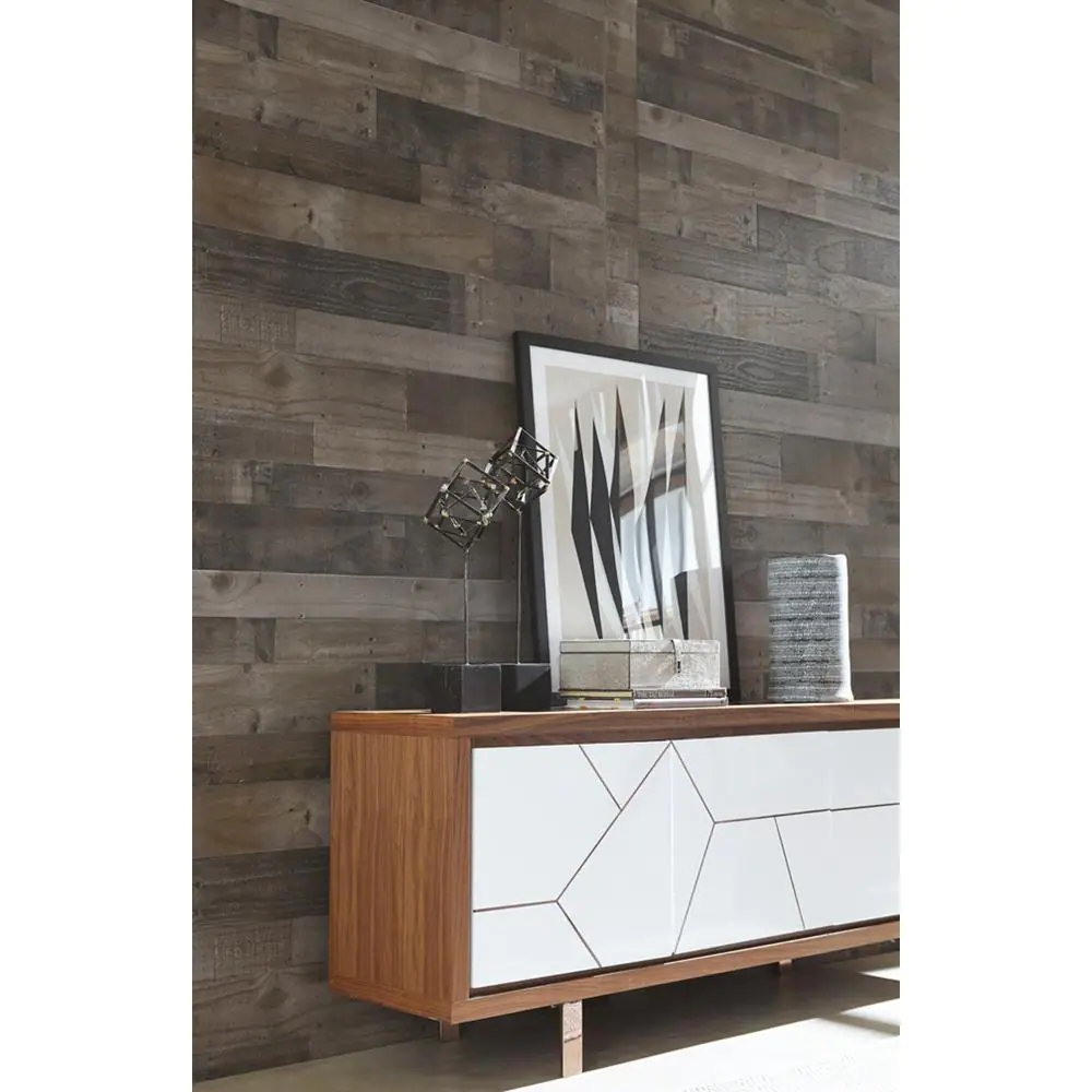 None Weathered Grey Plank 32 sq. ft. MDF Paneling