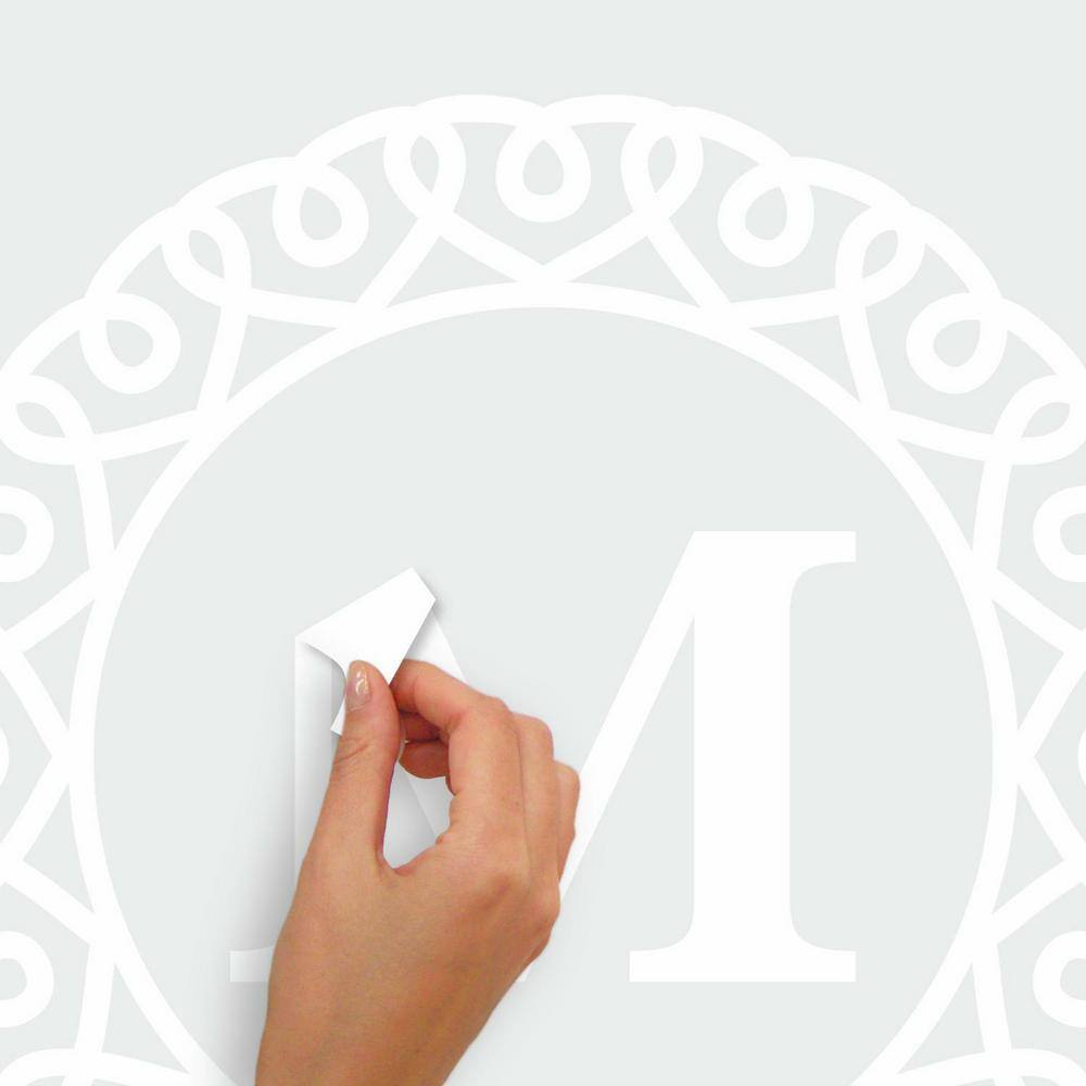 RoomMates White Serif Monogram Peel And Stick Giant Wall Decals
