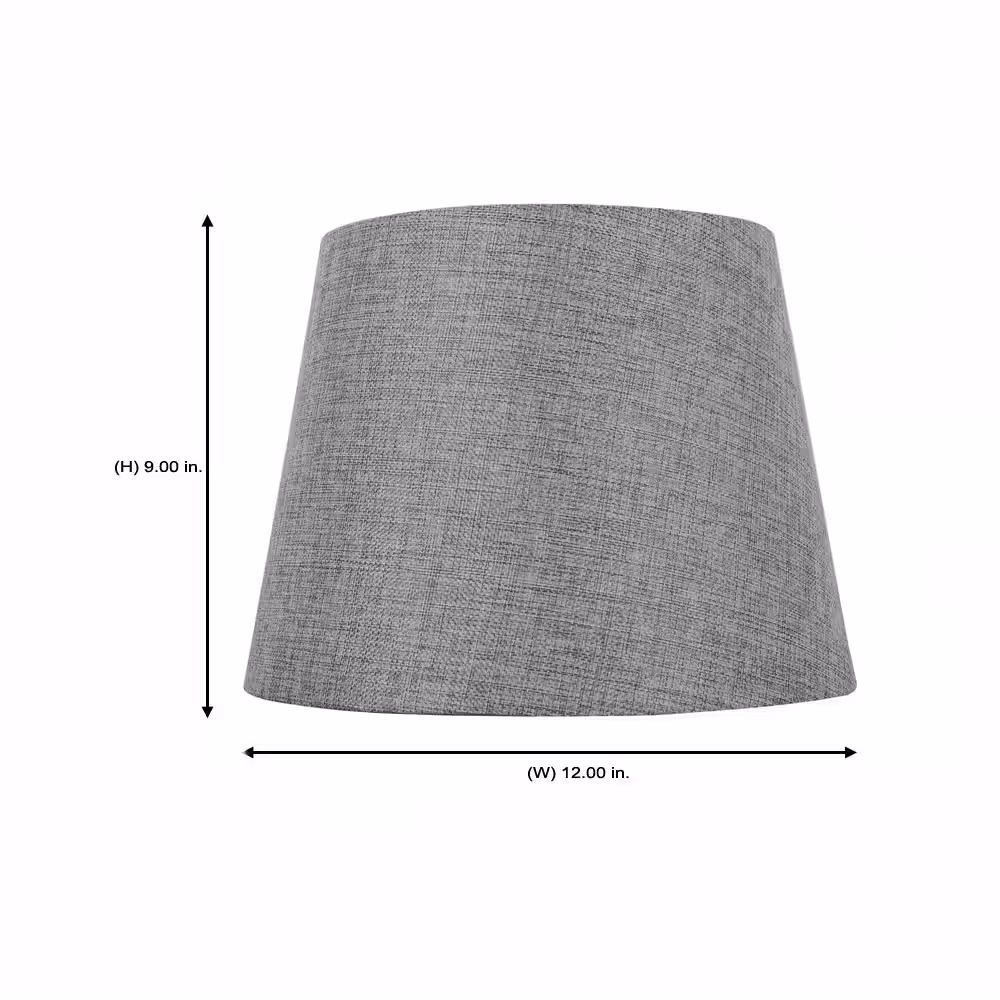Hampton Bay Mix and Match 12 in. Dia x 9 in. H Gray Round Midsize Lamp Shade