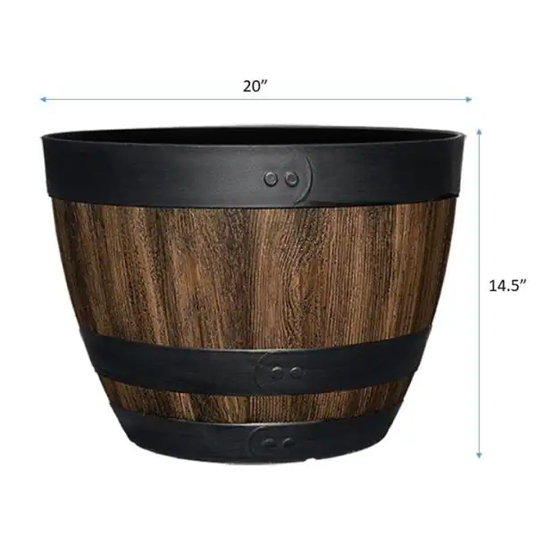 None 20 in. Dia x 14.5 in. H Kentucky Walnut Resin Wine Barrel