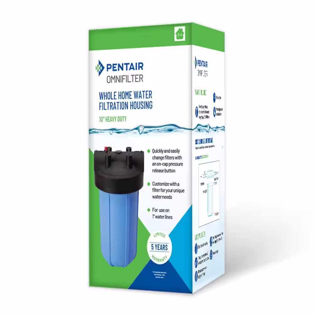 OmniFilter Whole Home 10 in. Heavy-Duty Water Filtration System with Pressure Relief in Black/Blue