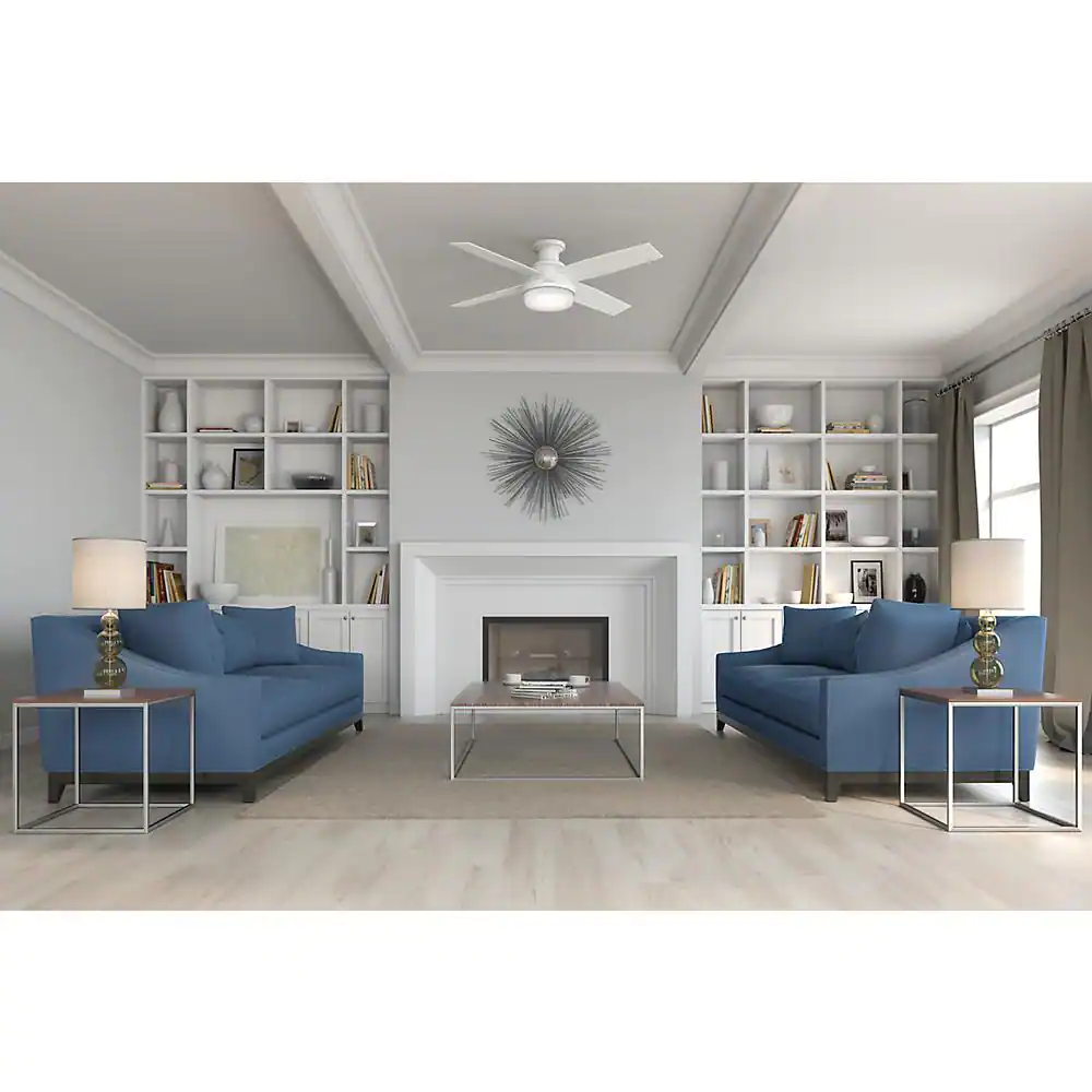 Hunter Dempsey 52 in. Low Profile LED Indoor Fresh White Ceiling Fan with Universal Remote