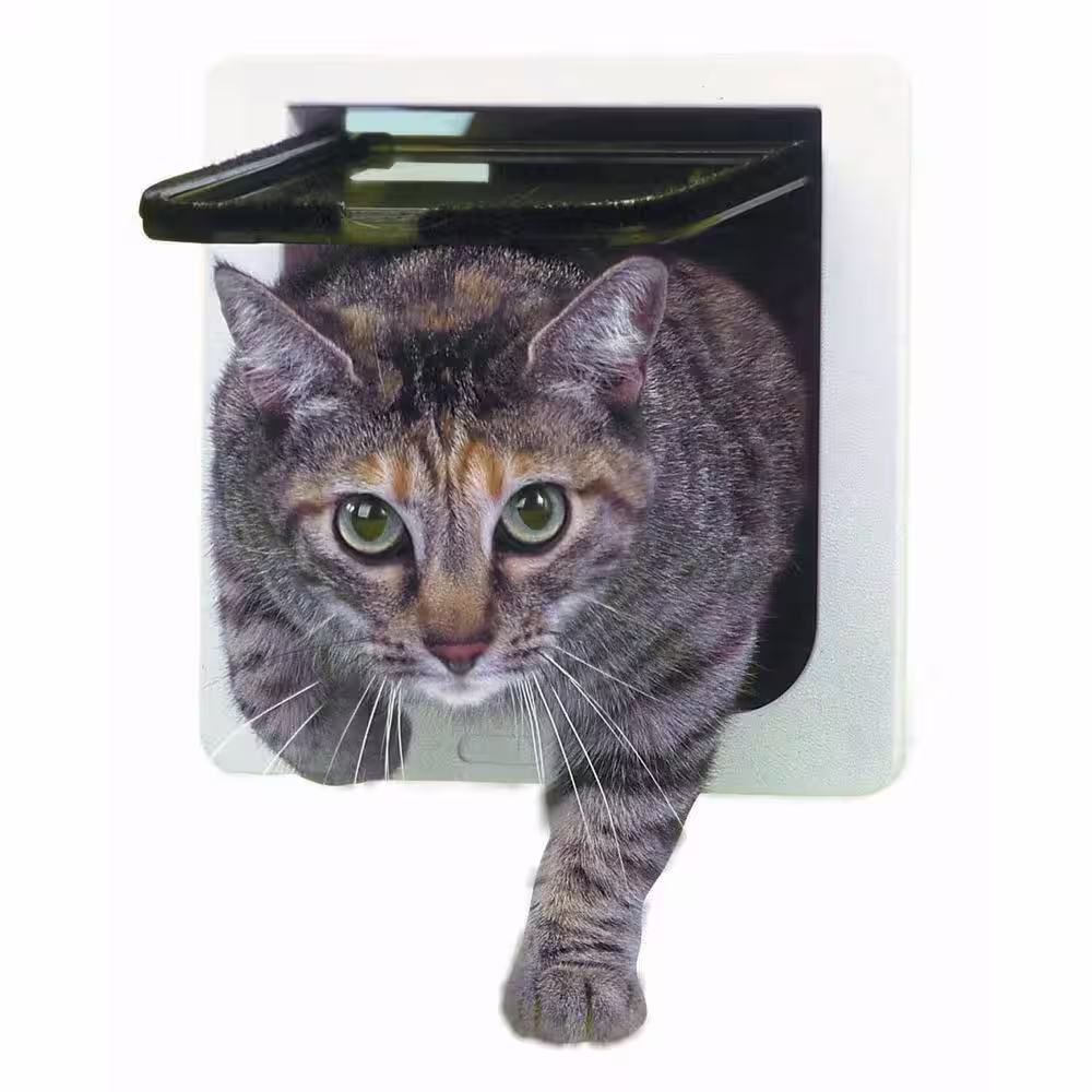 Ideal Pet Products 6.25 in. x 6.25 in. Small White Cat Flap Pet Door Insert for 23 in. to 28 in. Wide Aluminum Sash Window