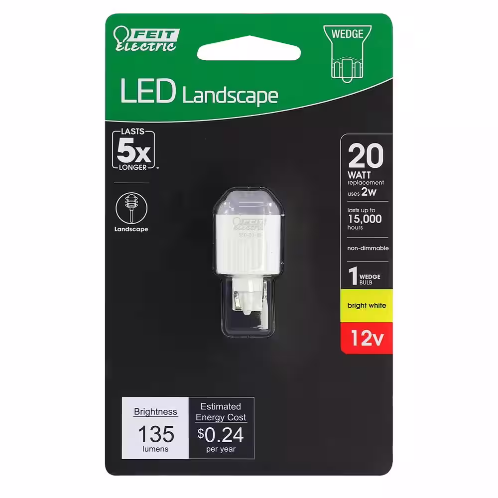 Feit Electric 20-Watt Equivalent T5 Wedge 12-Volt Landscape Garden LED Light Bulb, Bright White 3000K (1-Bulb)