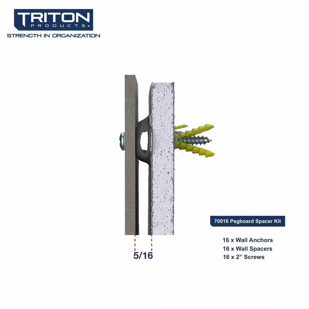 Triton Products Pegboard Mounting and Spacer Kit for DuraBoard or 1/8 in. and 1/4 in. Pegboards (15-Pack)