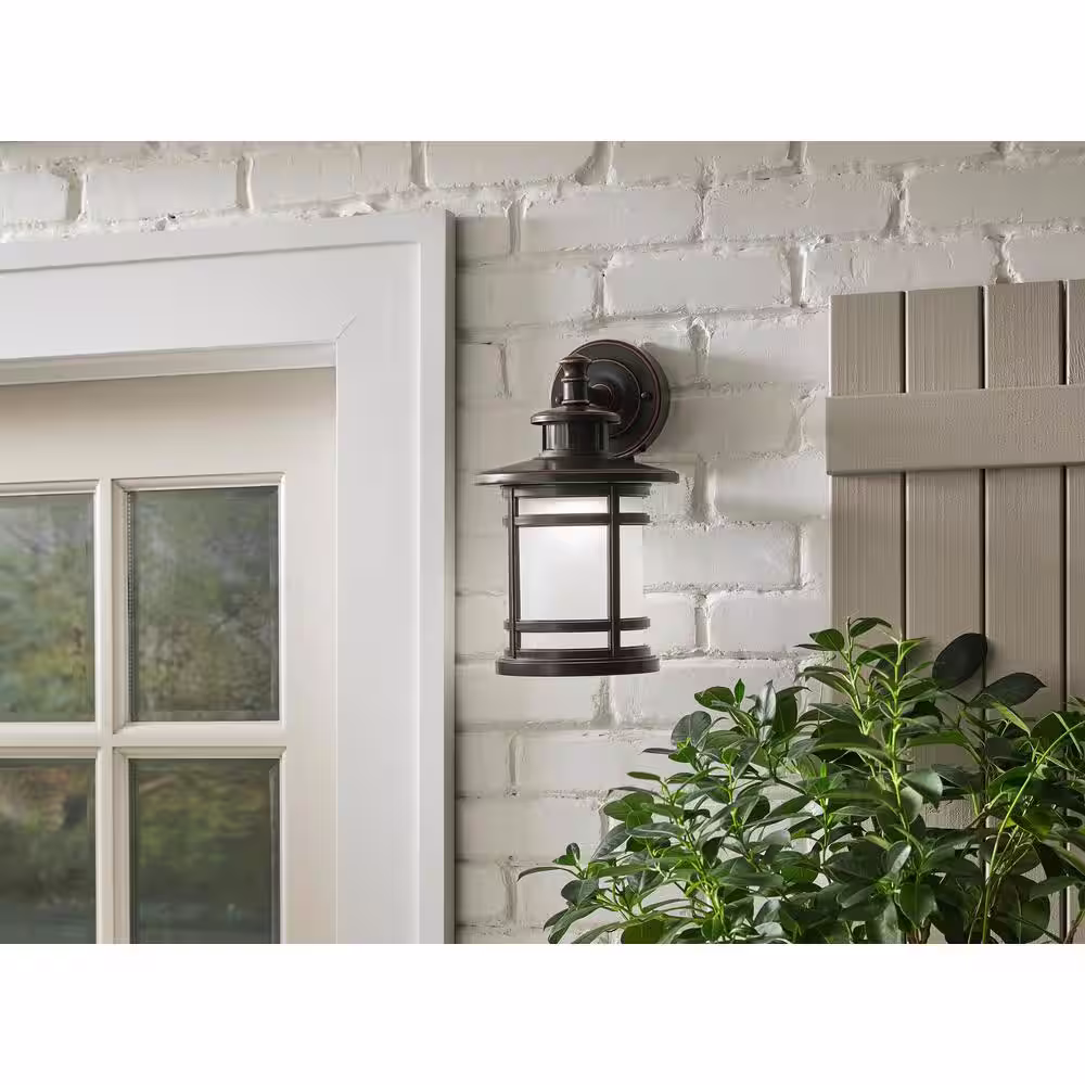 Home Decorators Collection Oil-Rubbed Bronze Motion Sensor Integrated LED Outdoor Wall Lantern Sconce