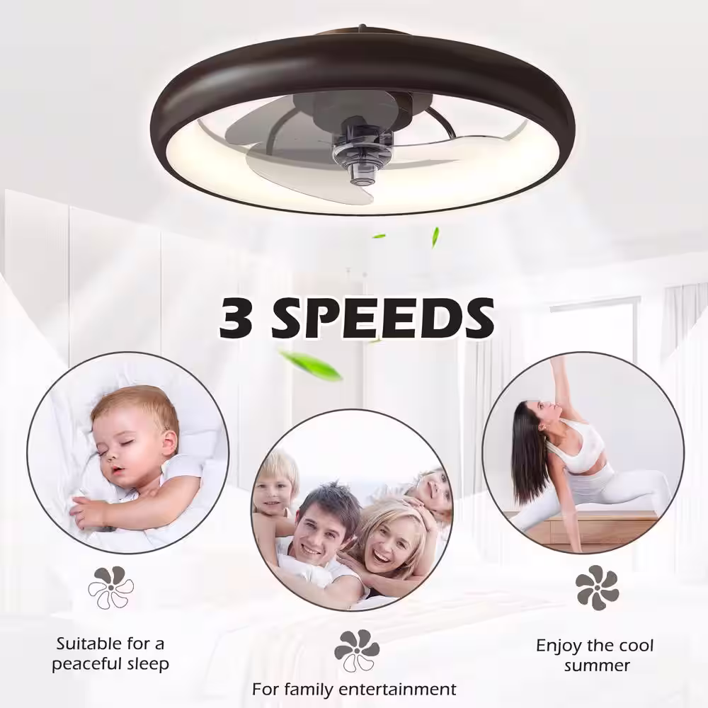 None Light Pro 20 in. LED Indoor Brown Smart Ceiling Fan with Lights Dimmable and DC Motor