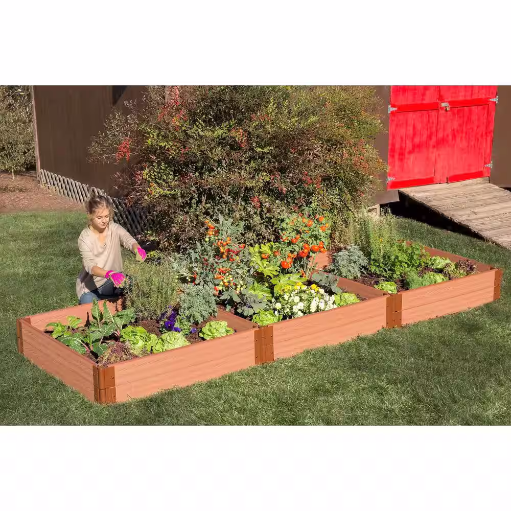 Frame It All 1 in. Profile Classic Sienna 4 ft. x 12 ft. x 11 in. Raised Garden Bed