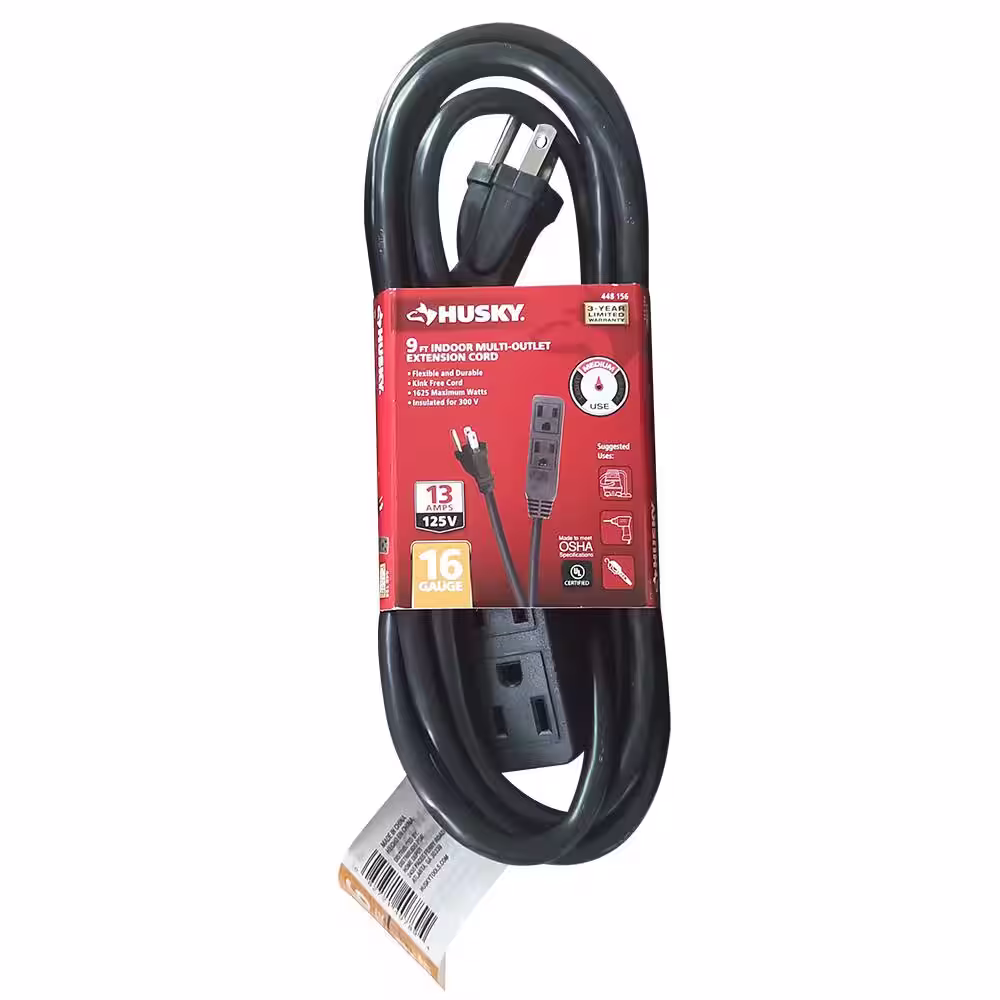 None 9 ft. 16/3 Black Banana Extension Cord