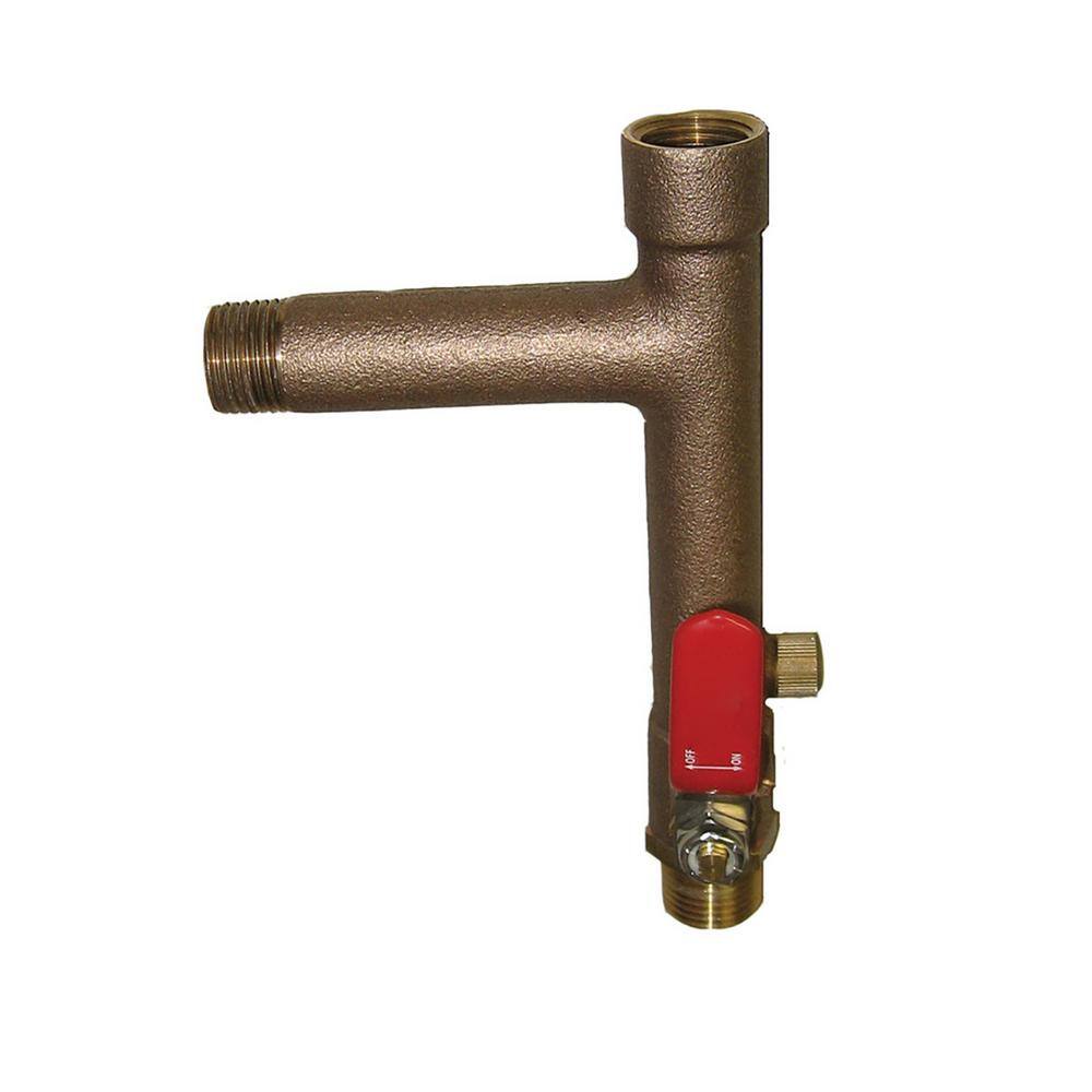 The Plumber's Choice 1/2 in. MIP x FIP x 2 in. Length Brass Heating System Shutoff Expansion Tank Isolator Valve with Drain (5-Pack)